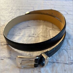 SILPADA DESIGNS GENUINE ITALIAN LEATHER BLA CROC SILVER TONE HARDWARE BELT 36